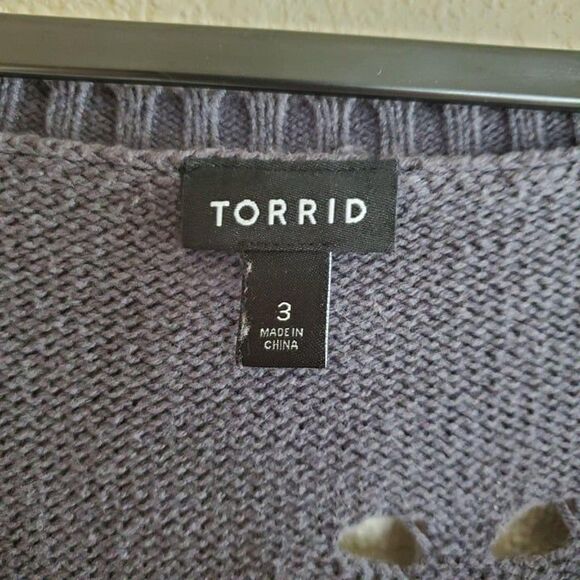 Torrid Womens Sweater Grey 3XL Knit Distressed Zip Sides Plus Size Boat Neck - Picture 3 of 8